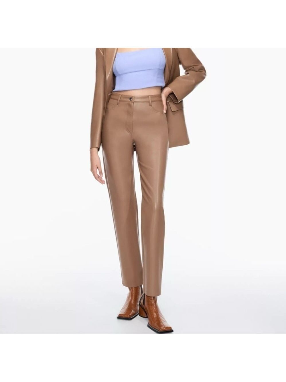 Aritzia Wilfred The Melina™ Pant Size 2 Vegan Leather High Waist Straight Leg